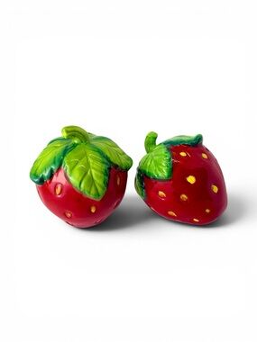 Decorative Ceramic Strawberry Salt and Pepper Shakers - Red/Green